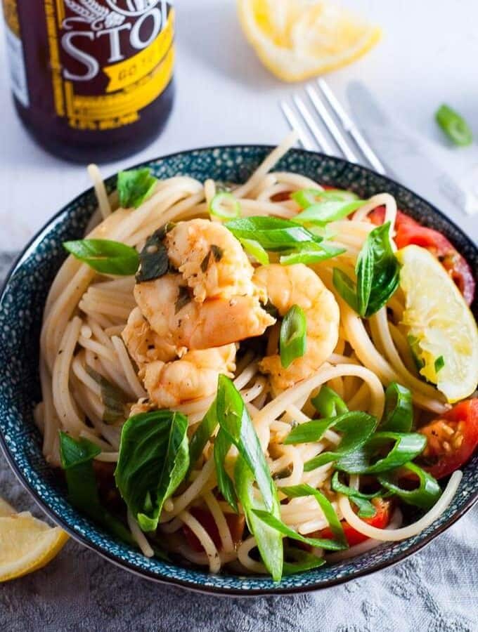 Made in 30 minutes - Lemon Garlic Prawns with Spaghetti Pasta.