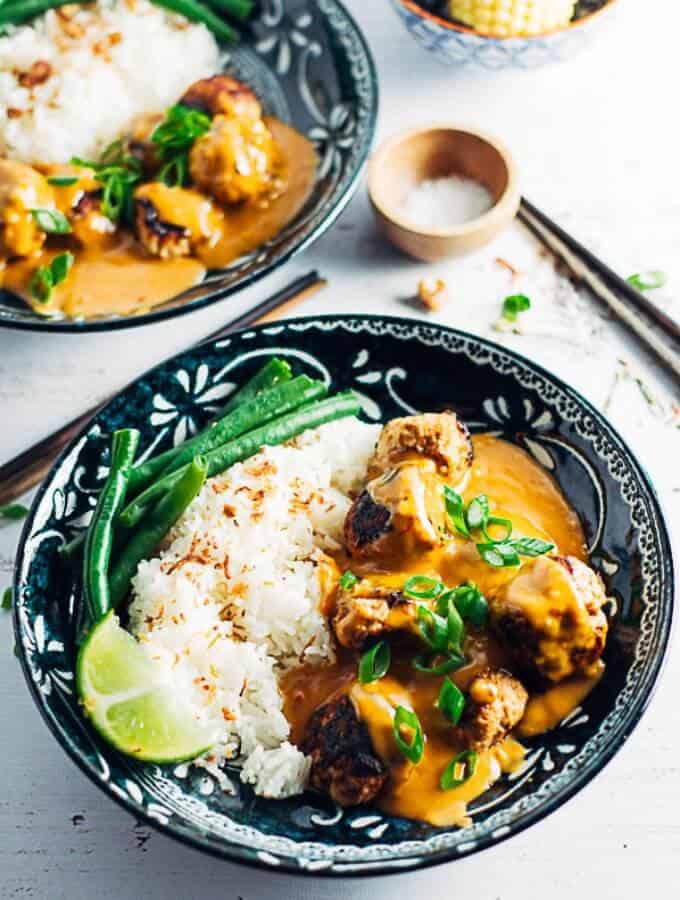 Thai Chicken Meatballs With Peanut Sauce My Sugar Free Kitchen