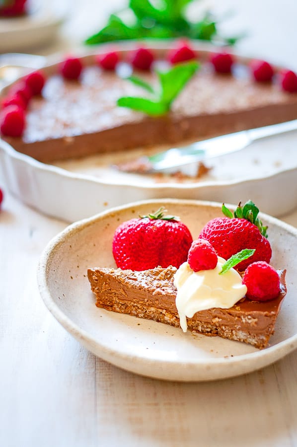 A single slice of Chilli Chocolate Cheesecake