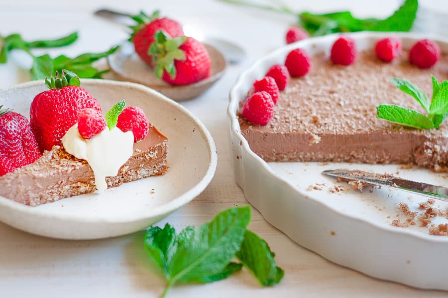 Chilli Chocolate Cheesecake slices in dish